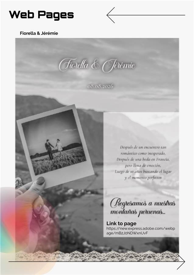 Fiorella y Jérémie — diseño de página web de boda