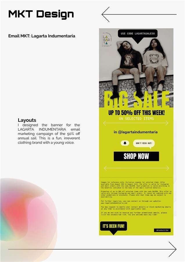 Lagarta Indumentaria — email marketing para marca de ropa